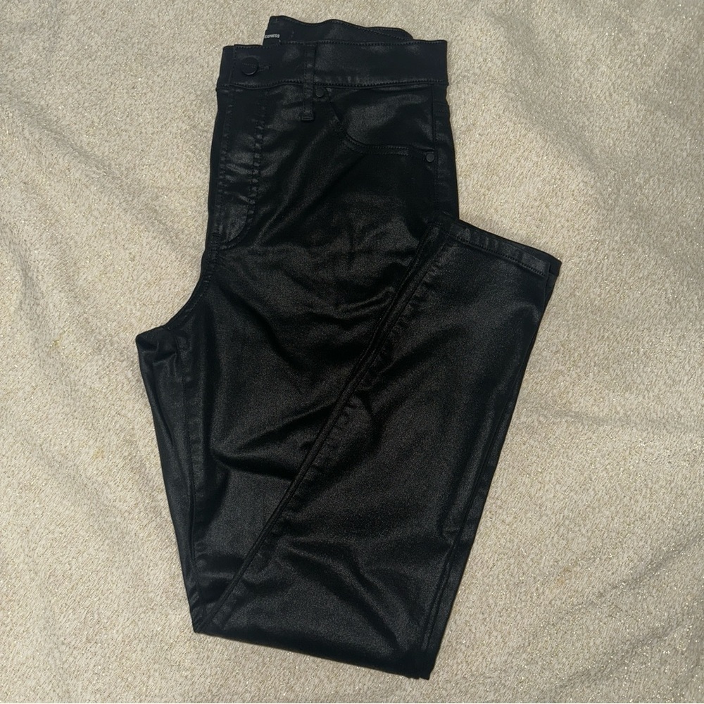 Express Black Coated Jeans Size 8 - Picture 4 of 9